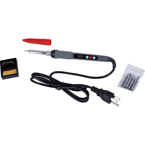 60W Adjustable Temperature Digital Soldering Iron Kit with Power Button